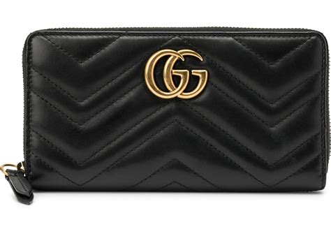 leather zip around wallet with gucci logo|Gucci marmont leather wallet.